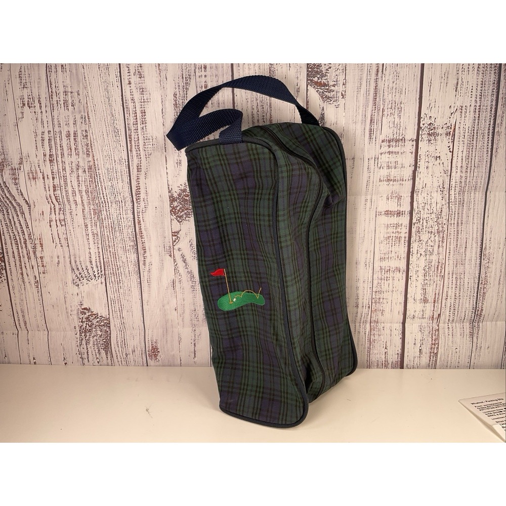 VTG Green Blue Plaid Golf Shoe Bag